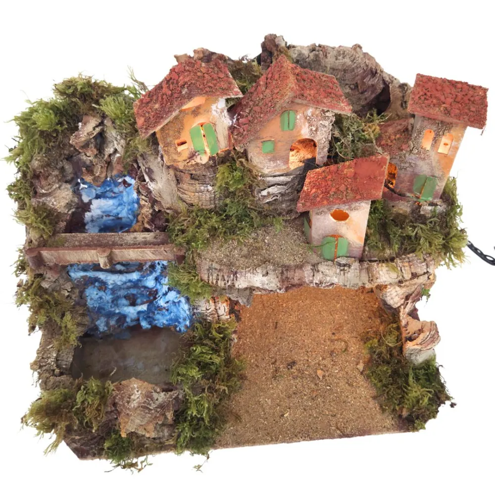 Village with Waterfall and Grotto for 10–12 cm Nativity Figures