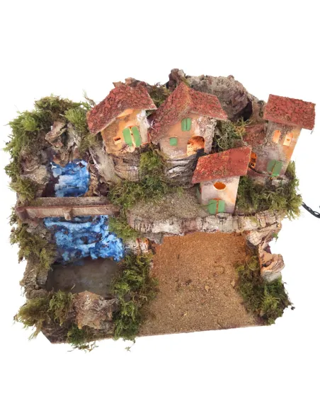 Village with Waterfall and Grotto for 10–12 cm Nativity Figures
