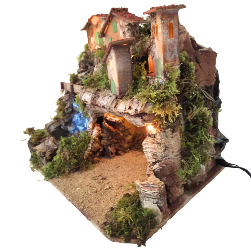 Village with Waterfall and Grotto for 10–12 cm Nativity Figures