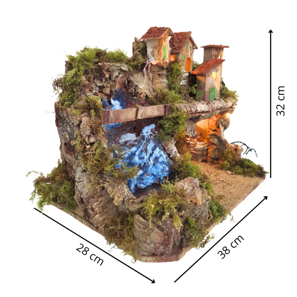 Village with Waterfall and Grotto for 10–12 cm Nativity Figures