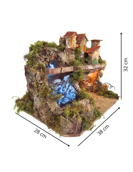 Village with Waterfall and Grotto for 10–12 cm Nativity Figures