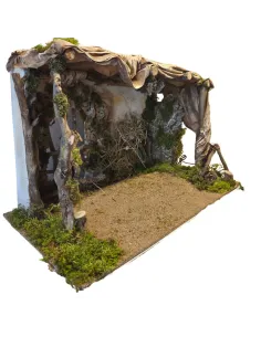 Ambientazione in legno e sughero con luce e fuoco per statue da 30 cm 2