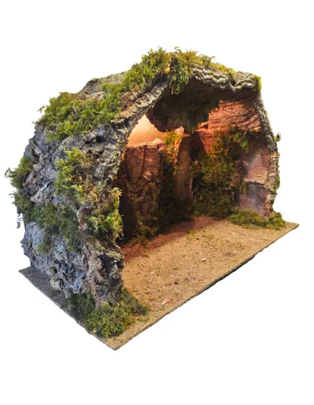 Grotta in sughero con luce per statue da 25-30 cm
