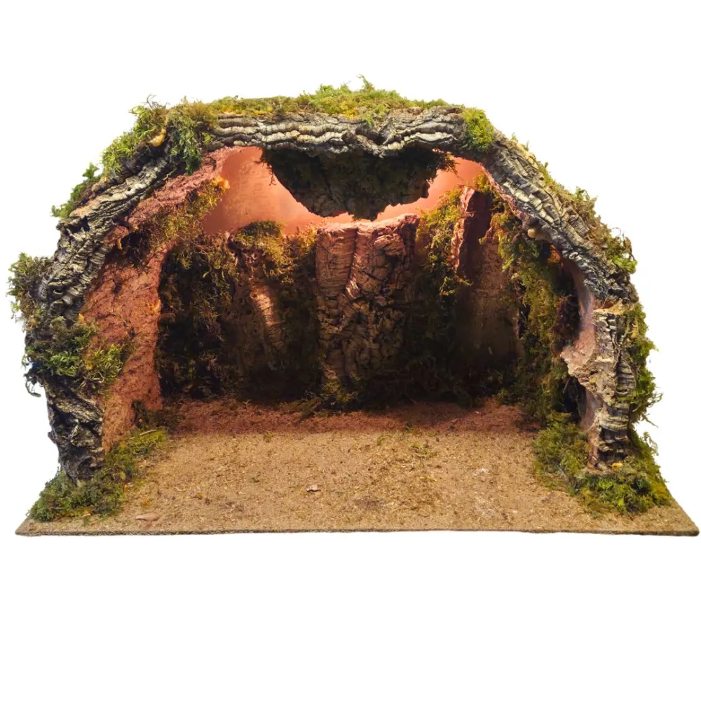 Grotta in sughero con luce per statue da 25-30 cm