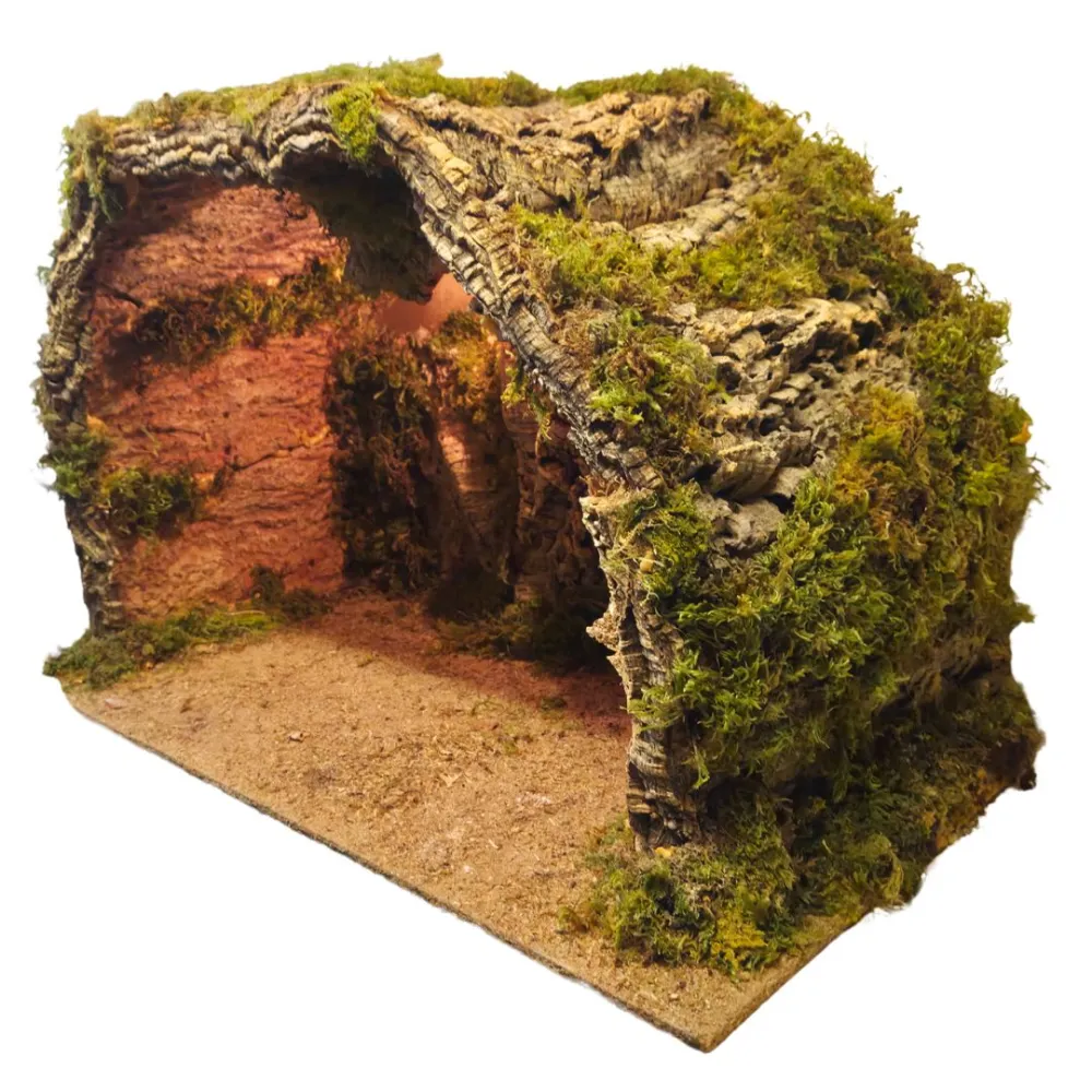 Cork Grotto with Lights, for 25–30 cm Nativity Figures