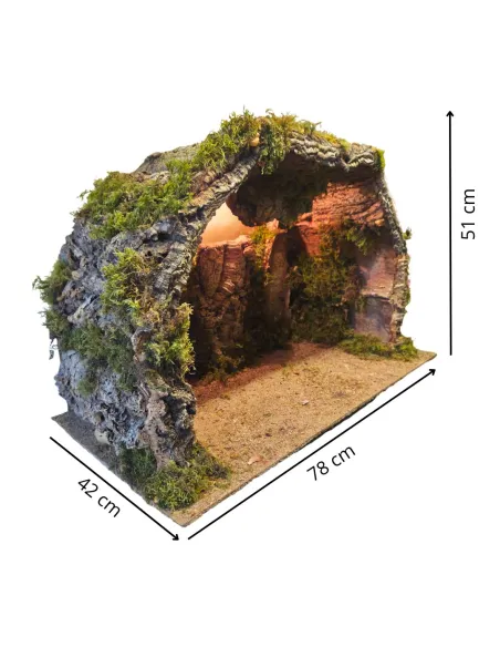 Cork Grotto with Lights, for 25–30 cm Nativity Figures