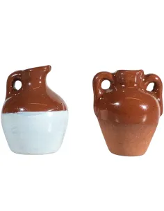 Set 2 anfore in terracotta smaltate per statue da 8-10 cm