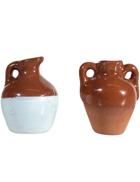 Set of 2 Glazed Terracotta Amphorae for 8–10 cm Nativity Figures