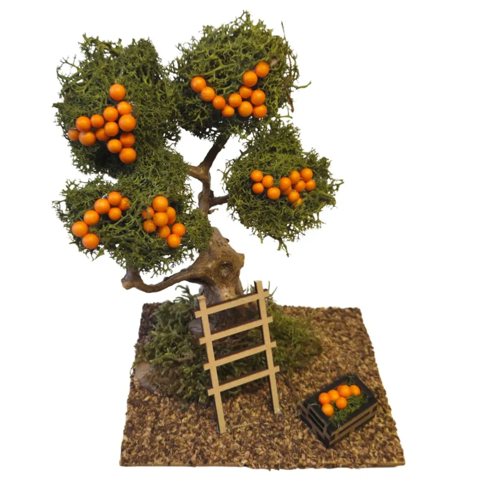 Albero con arance e scala per statue da 8-10 cm