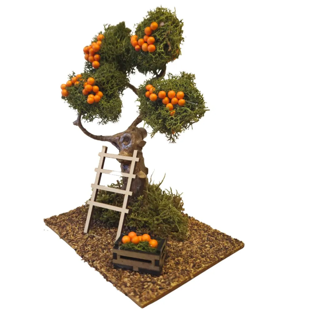 Albero con arance e scala per statue da 8-10 cm