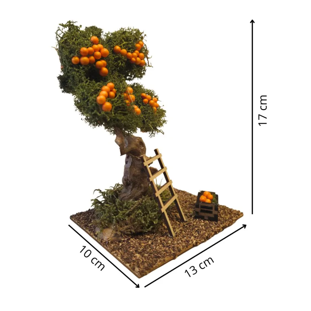 Albero con arance e scala per statue da 8-10 cm