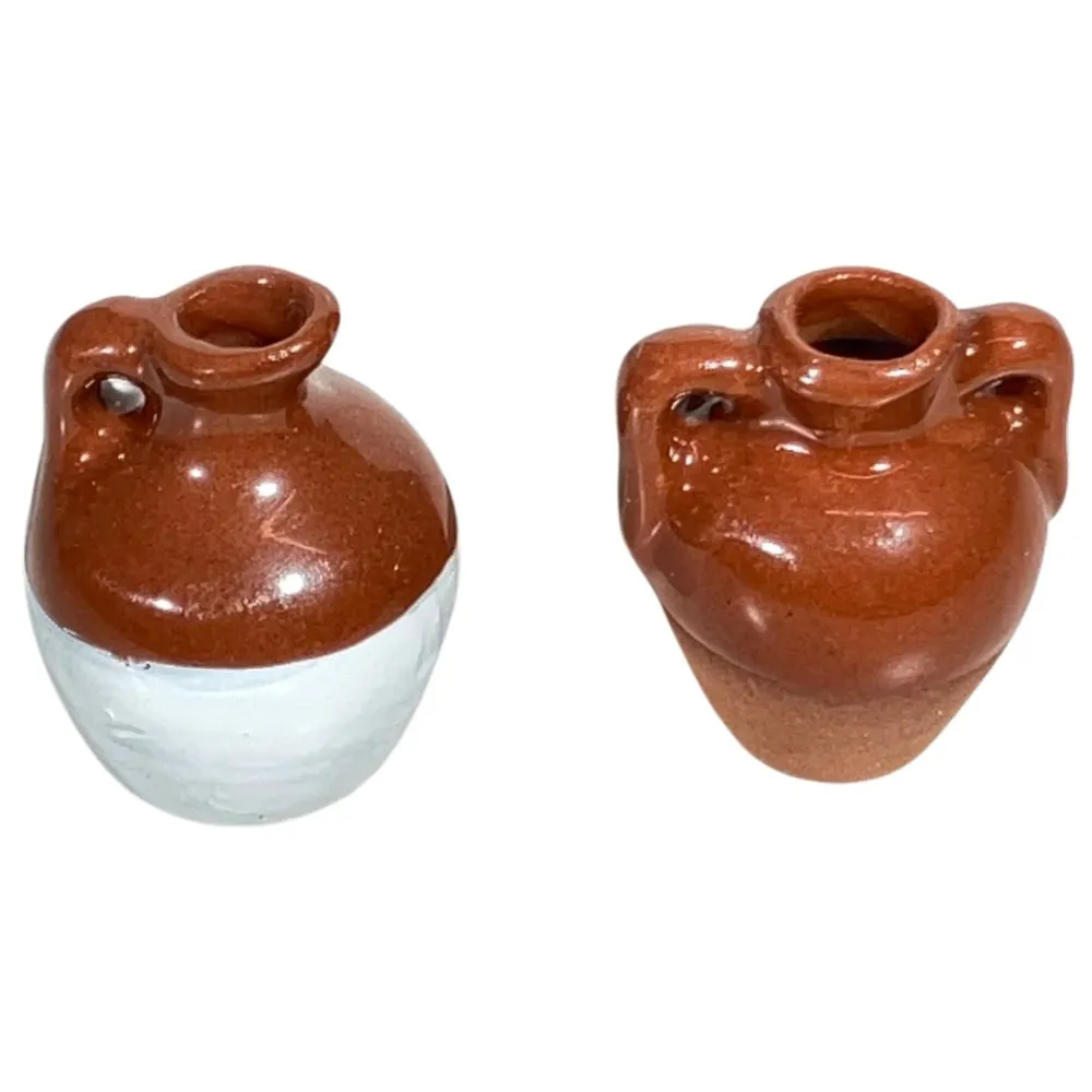 Set of 2 Glazed Terracotta Amphorae for 8–10 cm Nativity Figures