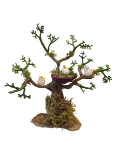 Albero con nido di uccellini per statue da 8-10 cm