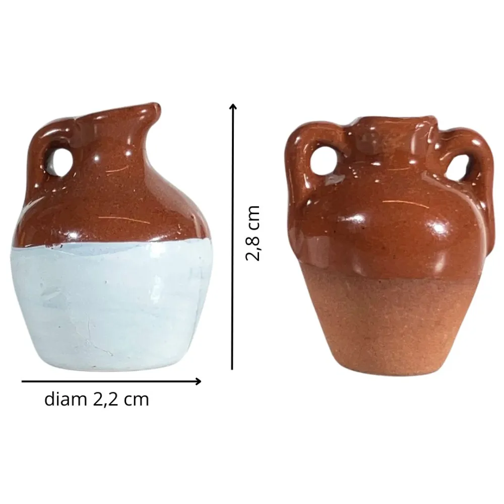 Set of 2 Glazed Terracotta Amphorae for 8–10 cm Nativity Figures