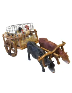 Carro carico con buoi in pvc per statue da 8 cm 2