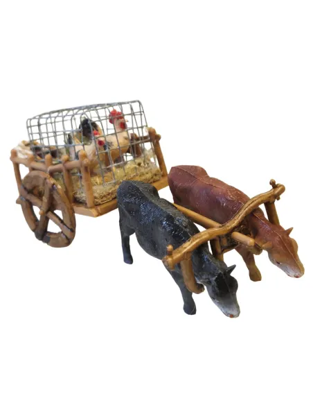Carro carico con buoi in pvc per statue da 8 cm