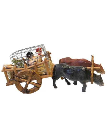 Carro carico con buoi in pvc per statue da 8 cm