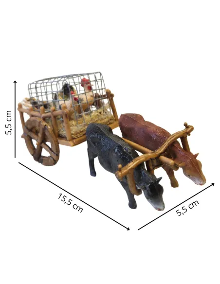 Carro carico con buoi in pvc per statue da 8 cm
