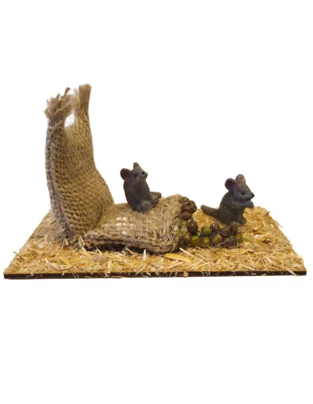 Topi in resina con sacchi e semi per statue da 30 cm