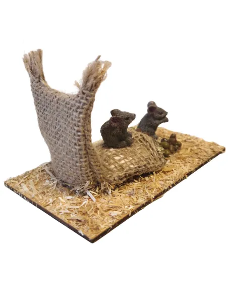 Topi in resina con sacchi e semi per statue da 30 cm