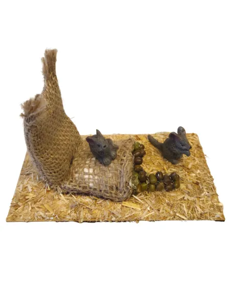 Mice with Sack of Seeds, for 30 cm Nativity Figures