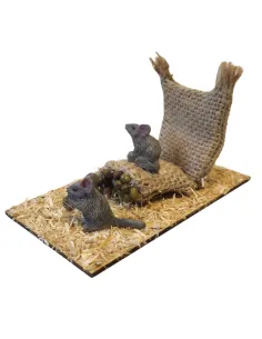 Topi in resina con sacchi e semi per statue da 30 cm