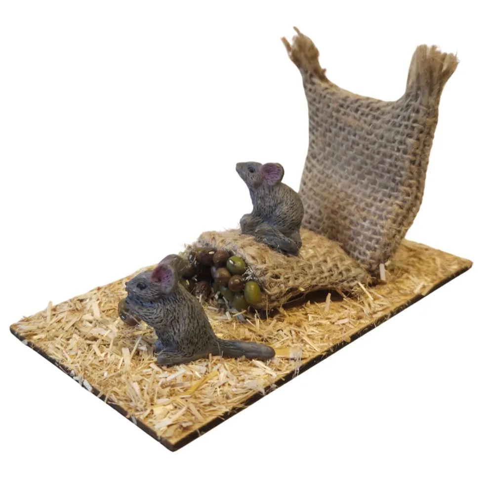 Topi in resina con sacchi e semi per statue da 30 cm