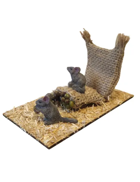 Mice with Sack of Seeds, for 30 cm Nativity Figures