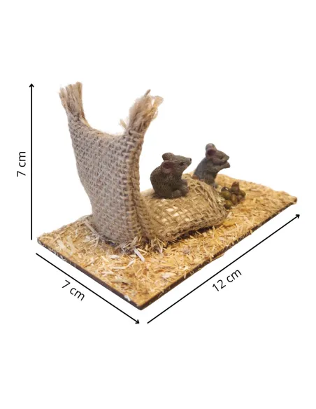 Topi in resina con sacchi e semi per statue da 30 cm