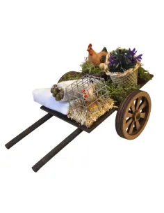 Carretto da mercato in legno per statue da 8-10 cm