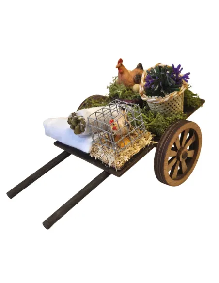 Carretto da mercato in legno per statue da 8-10 cm