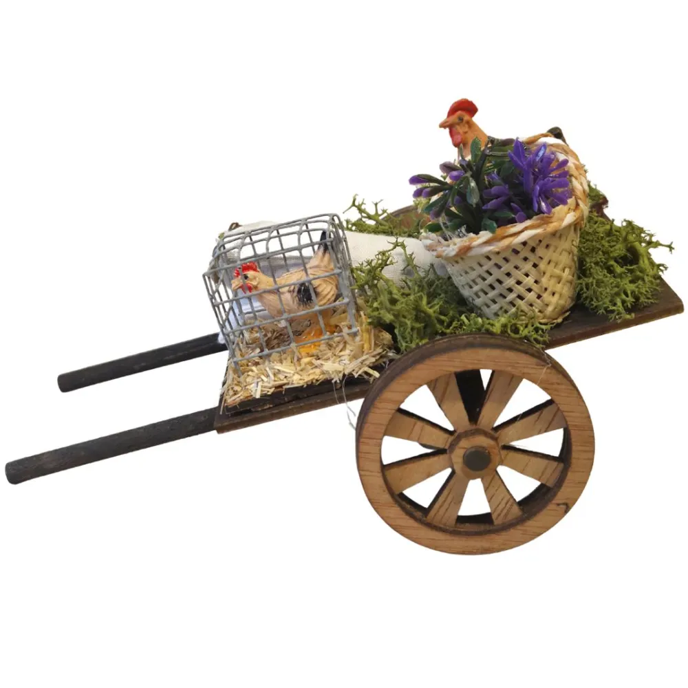 Carretto da mercato in legno per statue da 8-10 cm