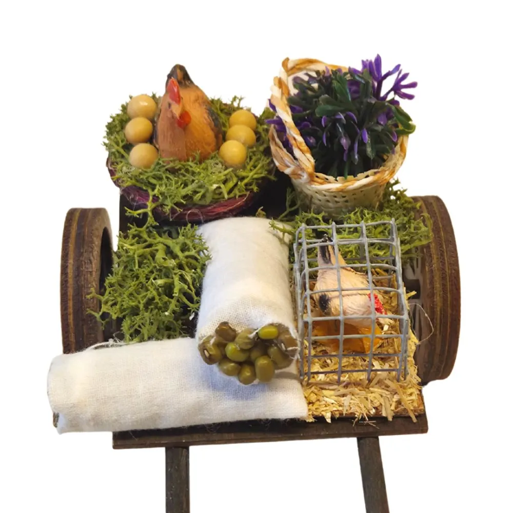 Wooden Market Cart for 8–10 cm Nativity Figures