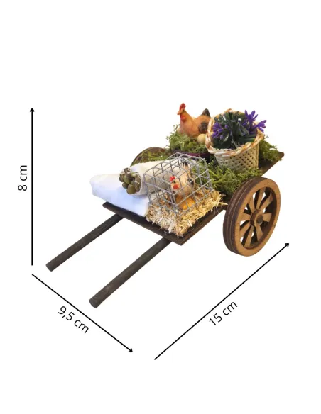 Carretto da mercato in legno per statue da 8-10 cm