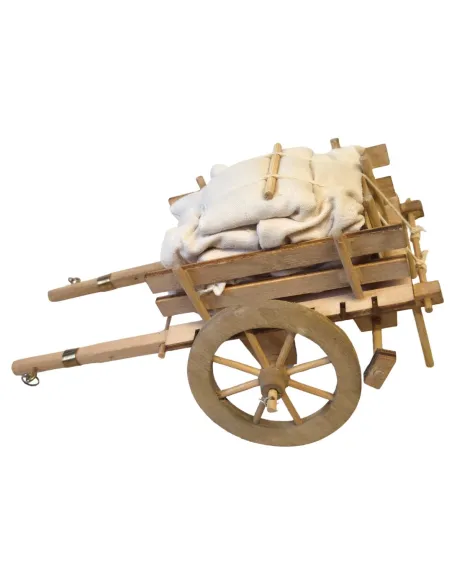 Carro in legno con sacchi per statue da 10-12 cm
