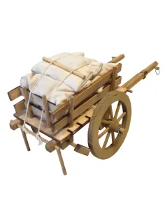 Carro in legno con sacchi per statue da 10-12 cm