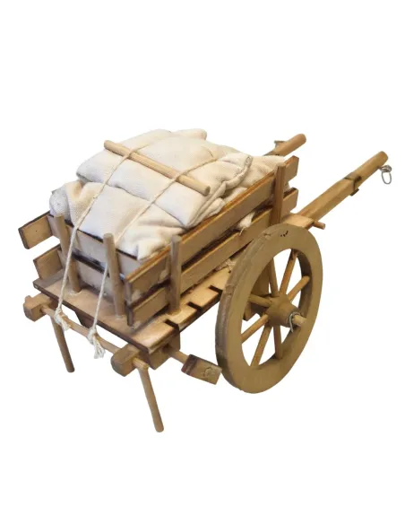 Carro in legno con sacchi per statue da 10-12 cm
