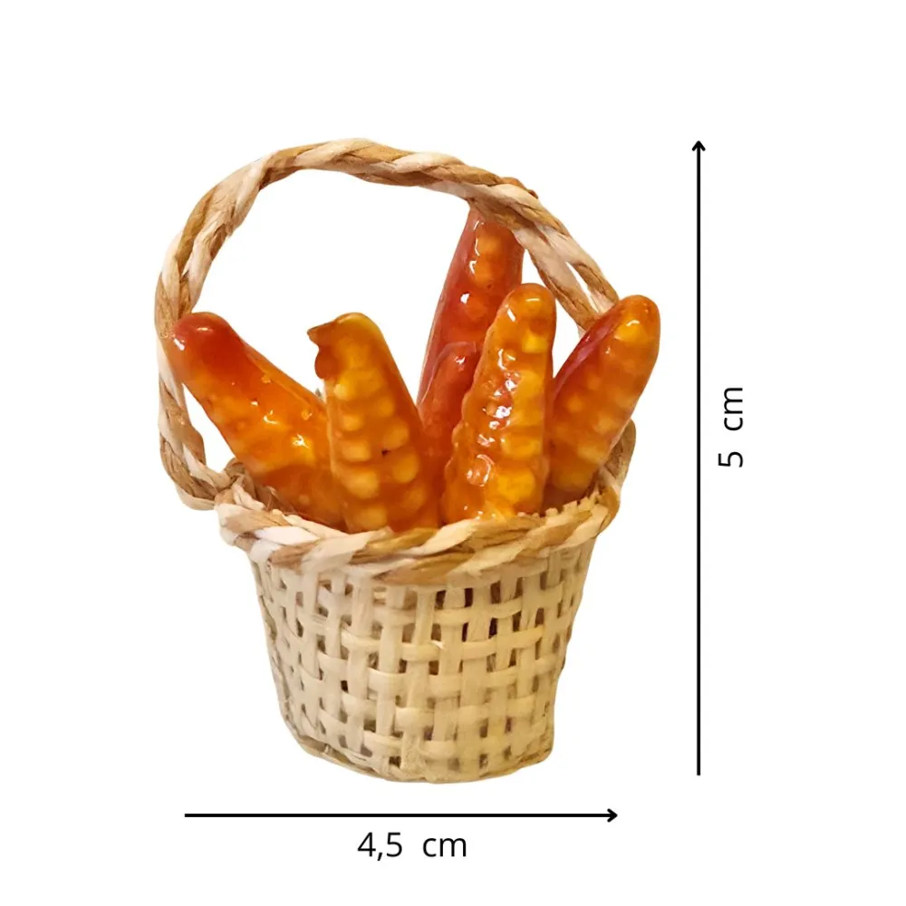 Basket with Polystyrene Corn Cobs, for 25–30 cm Nativity Figures