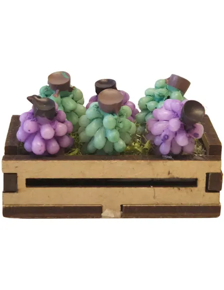 Wooden Crate with Green and Purple Grapes for 12–15 cm Nativity Figures
