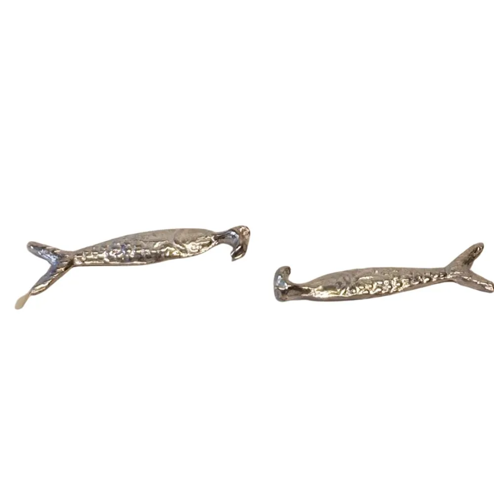 Set 2 pesci in peltro per statue da 10-12 cm