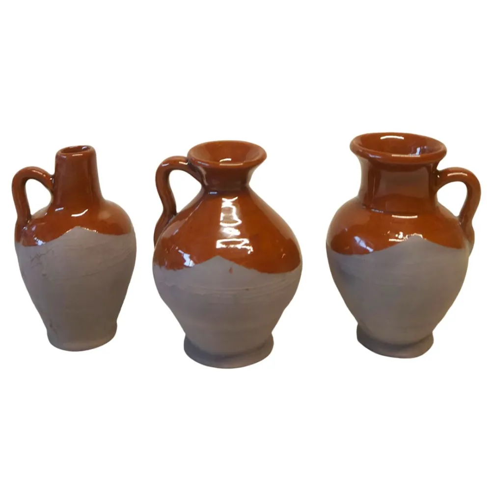 Set of 3 Glazed Terracotta Amphorae, for 30 cm Nativity Figures