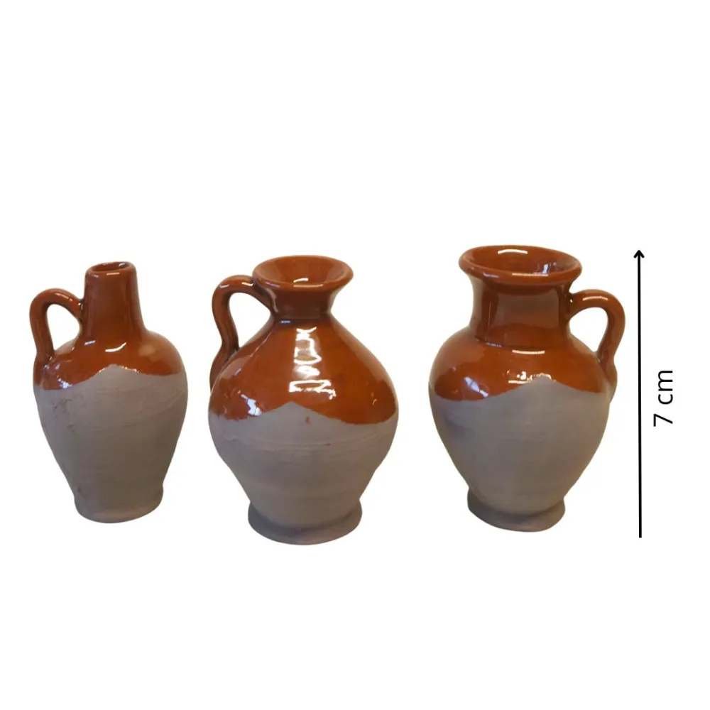 Set 3 anfore smaltate in terracotta per statue da 30 cm