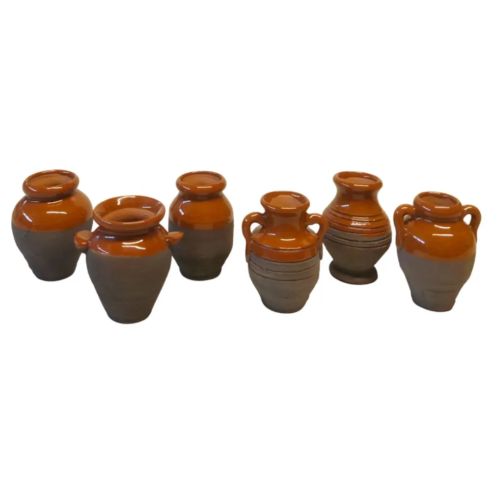 Set of 6 Glazed Terracotta Amphorae, for 25–30 cm Nativity Figures