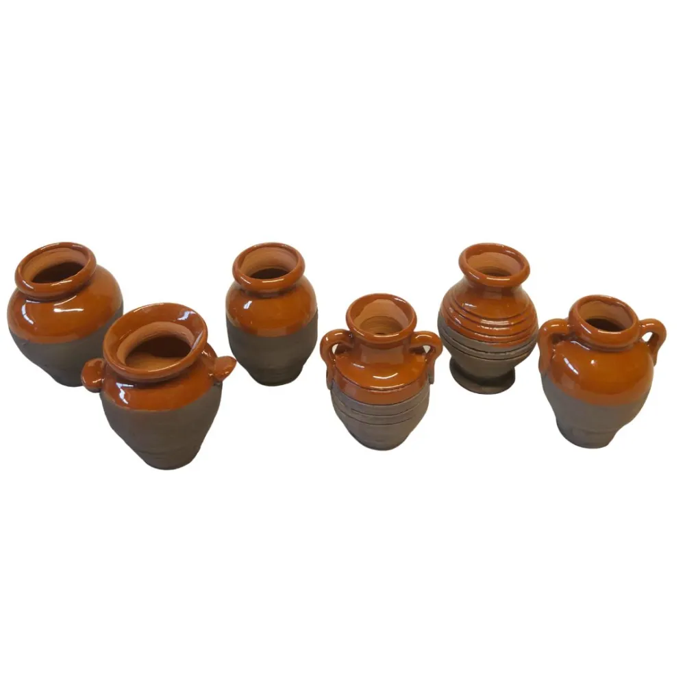 Set 6 anfore smaltate in terracotta per statue da 25-30 cm