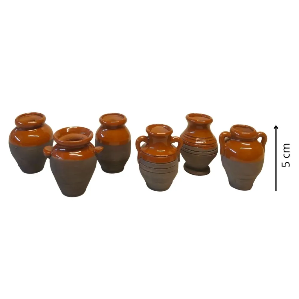 Set of 6 Glazed Terracotta Amphorae, for 25–30 cm Nativity Figures