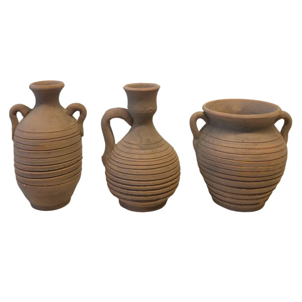 set 3 anfore invecchiate in terracotta per statue da 30-35 cm