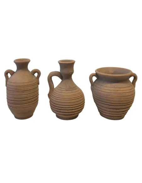 set 3 anfore invecchiate in terracotta per statue da 30-35 cm