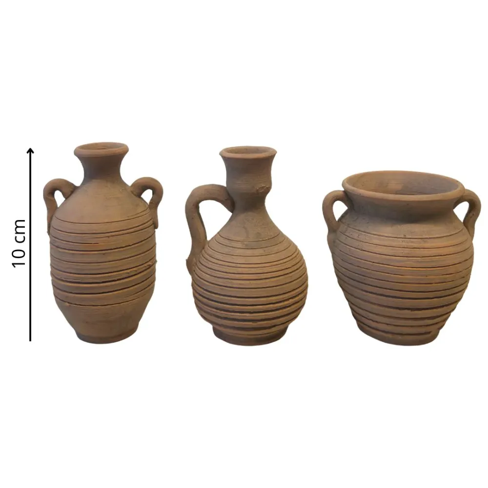set 3 anfore invecchiate in terracotta per statue da 30-35 cm