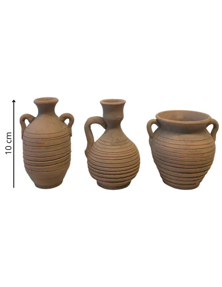 set 3 anfore invecchiate in terracotta per statue da 30-35 cm