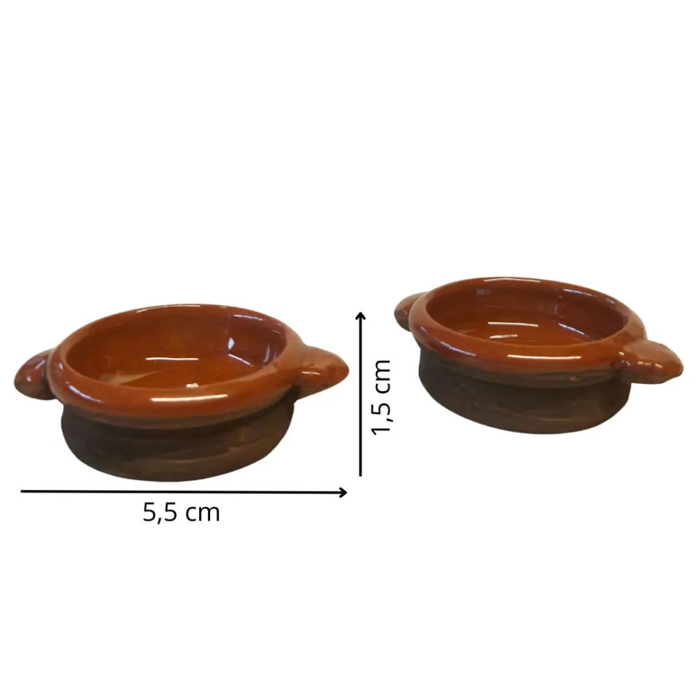 Set of 2 Glazed Terracotta Cooking Dishes for 30 cm Nativity Figures